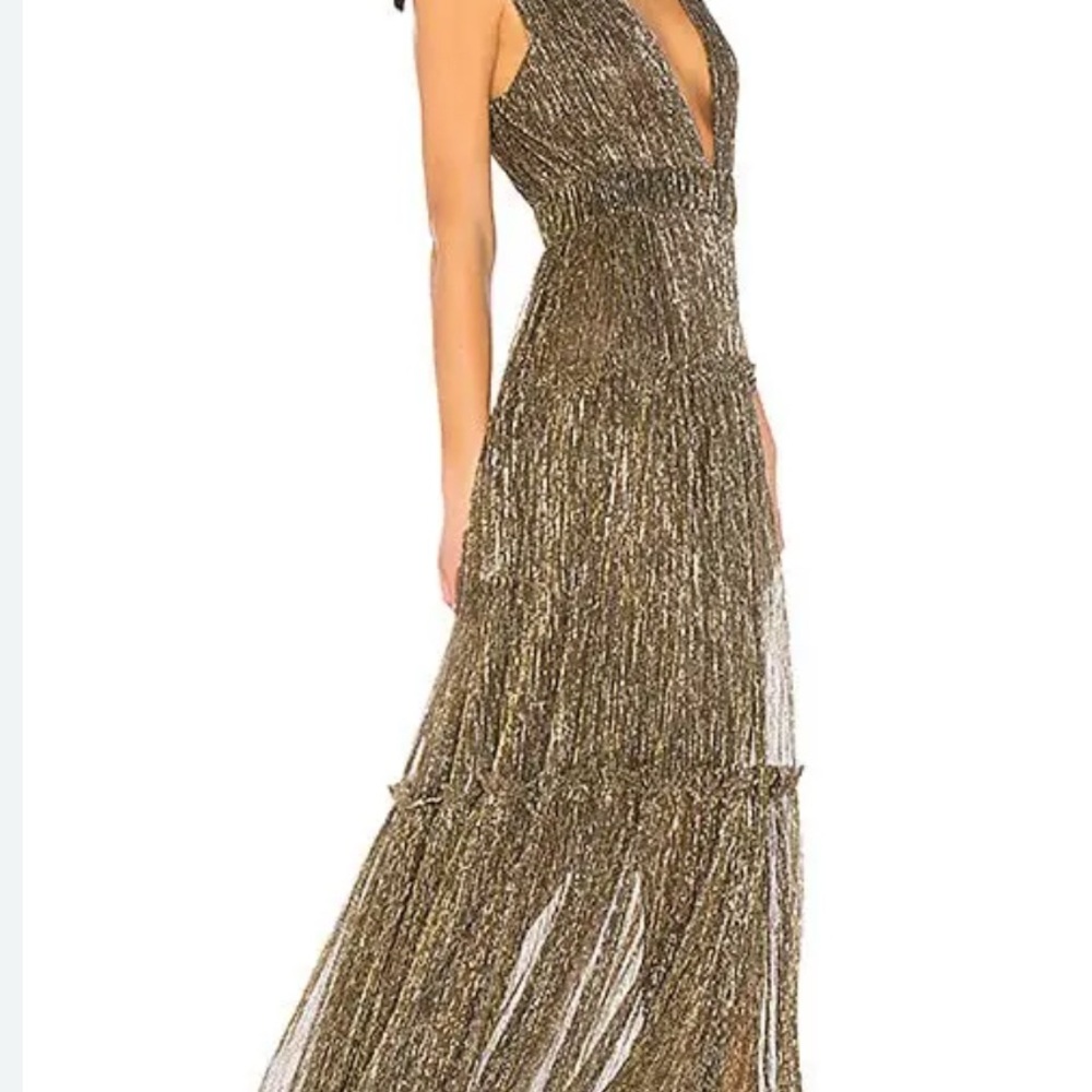 Sabina Musayev Ray Dress- Metallic Gold Maxi Dress